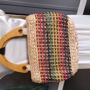 Vintage Multi-colored wicker and gold purse
